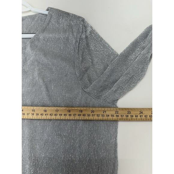 Chicos Womens Shirt Size 3 Gray Metallic Ultimate Layer Long Sleeve Seagull NWTS - Picture 11 of 14